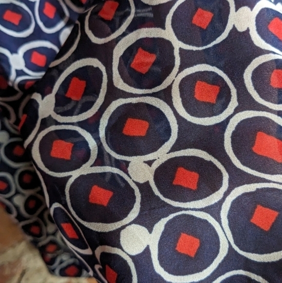 The Limited Medium Blue, Red & White Abstract‎ Sheer Tunic Blouse - Picture 3 of 12